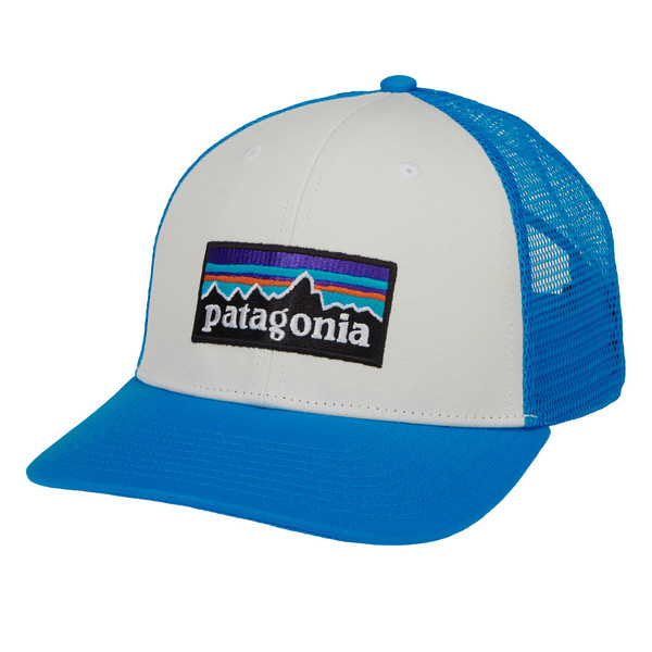 Patagonia P-6 LOGO TRUCKER HAT Unisex Mütze WHITE W/VESSEL BLUE