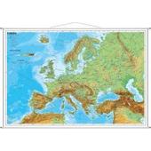  Europa, physisch 1 : 7 500 000. Wandkarte Kleinformat mit Metallstäben  - Poster
